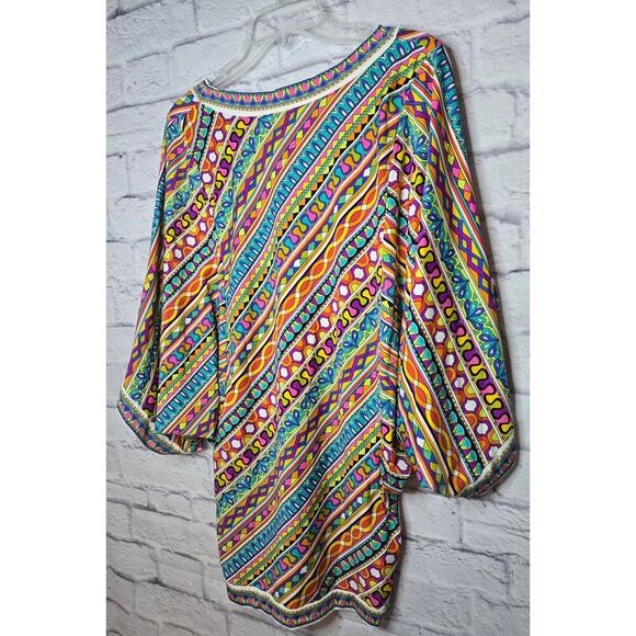 Trina Turk Peruvian Stripe Kimono Swimsuit Beach Cover-Up Dress tropical Medium. - Picture 6 of 7